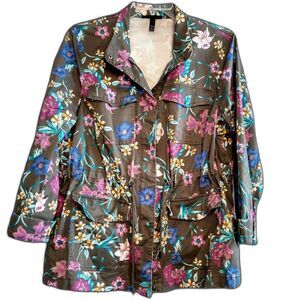 Lane Bryant Floral Chore Coat Barn Jacket Women's 18/20 Lightweight Unlined